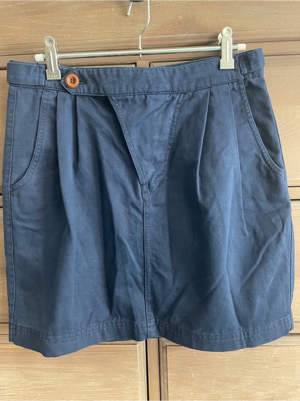 Zara TRF Navy Blue Pleated Cotton Mini Skirt US 6